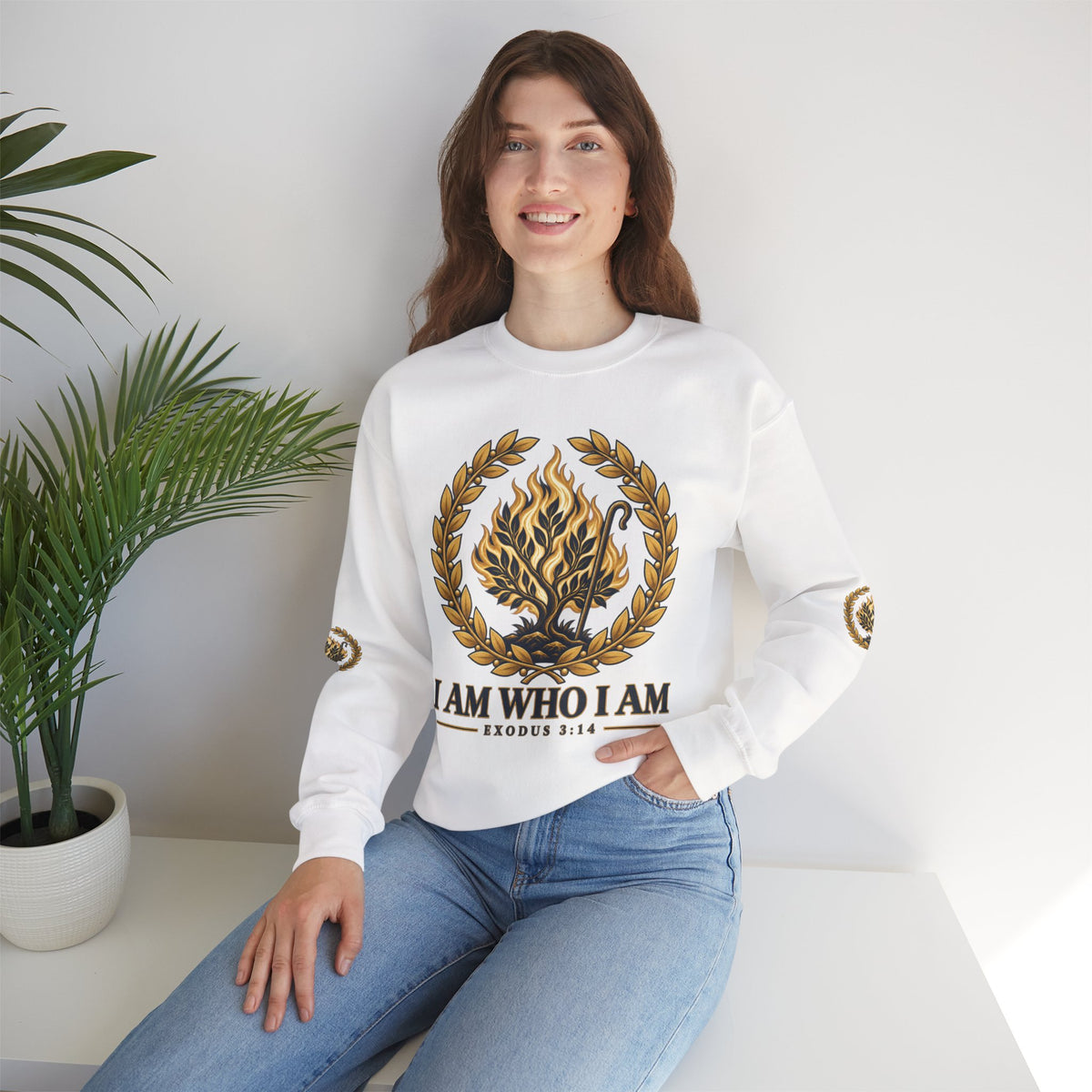 Crewneck Sweatshirt — "I Am Who I Am" Exodus 3:14 Inspirational Pullover