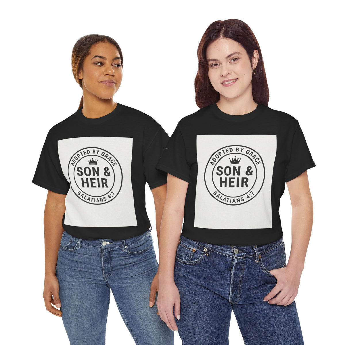 Christian Son & Heir T-Shirt — 'Adopted by Grace' Faith Tee with Jesus Prayer Design