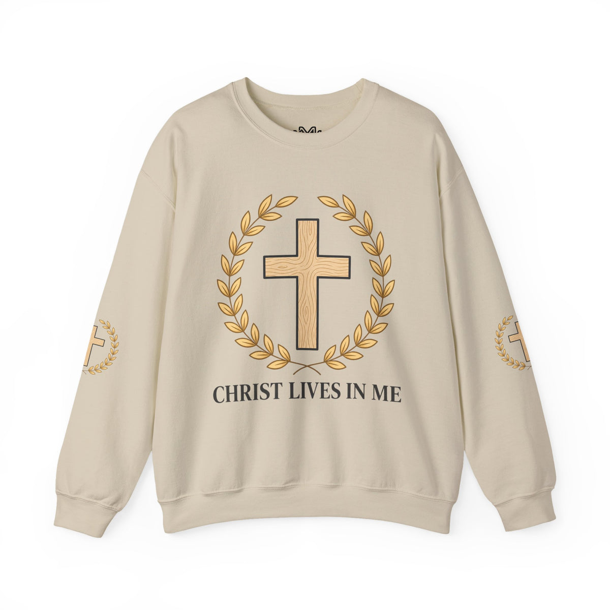 Christian Cross Crewneck Sweatshirt – "Christ Lives in Me" Religious Pullover