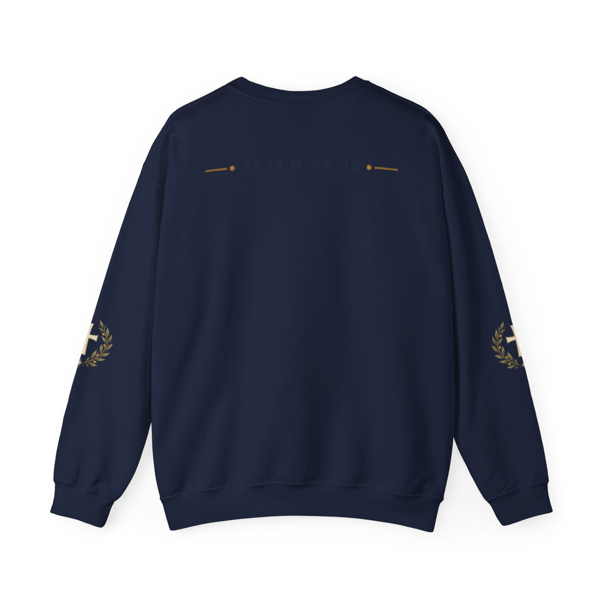 Crewneck Sweatshirt — "Be Still" Psalm 46:10 Christian Cross Design