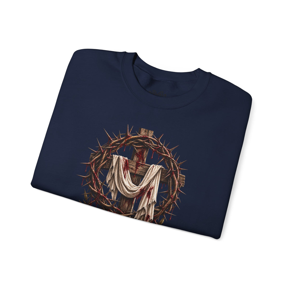 Redeemed Cross Sweatshirt — Christian Faith Crewneck (crown of thorns design)