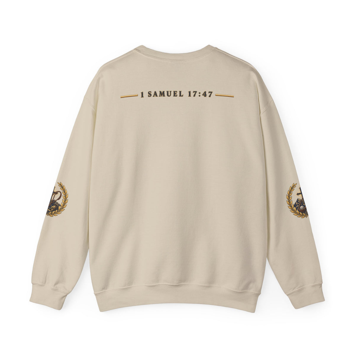 Religious Crewneck Sweatshirt — "The Battle Is The Lord's" (1 Samuel 17:47)
