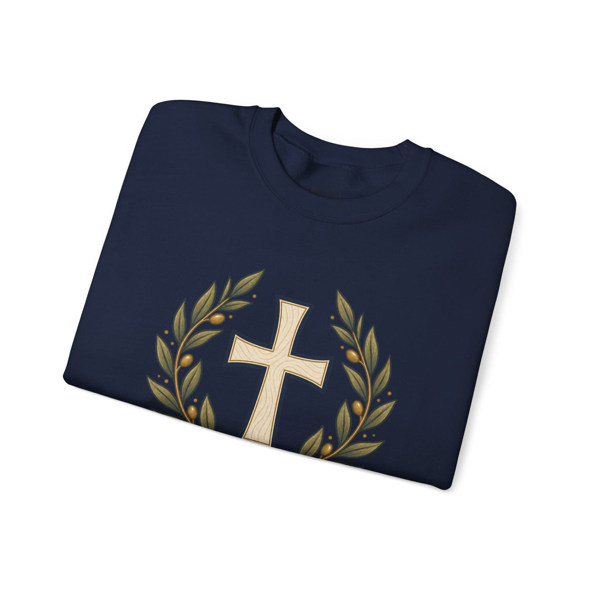 Crewneck Sweatshirt — "Be Still" Psalm 46:10 Christian Cross Design