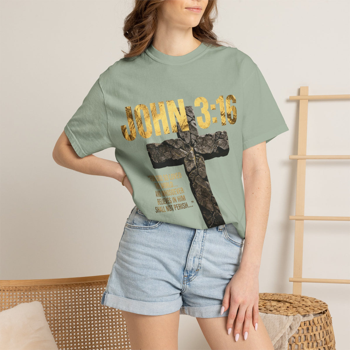 John 3:16 Cross T-Shirt — Christian Faith Scripture Tee