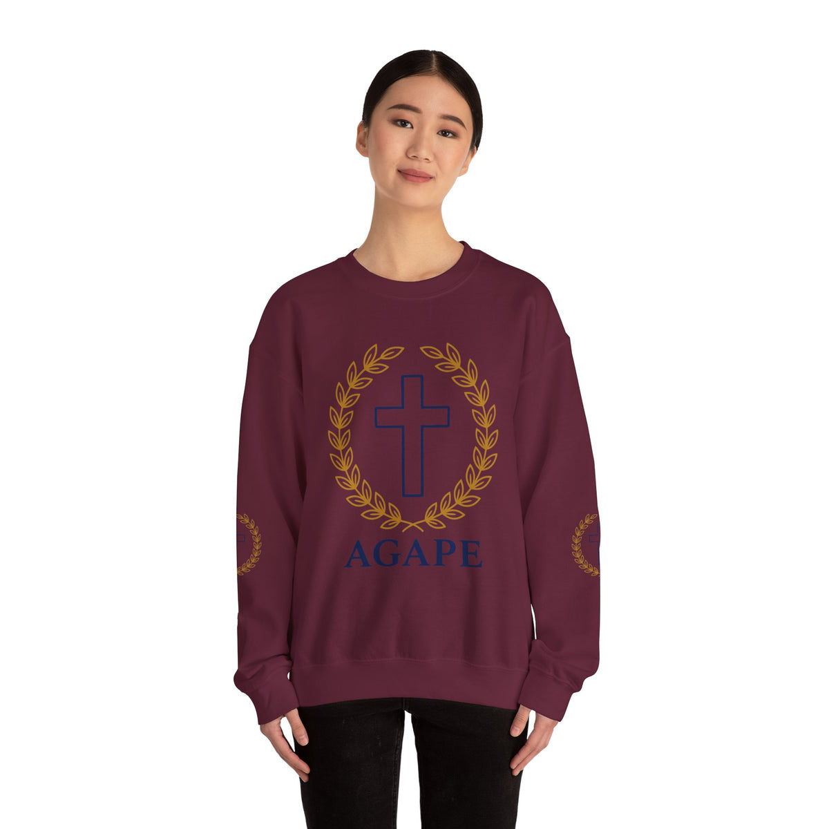 Agape Cross Crewneck Sweatshirt — Christian Faith Pullover