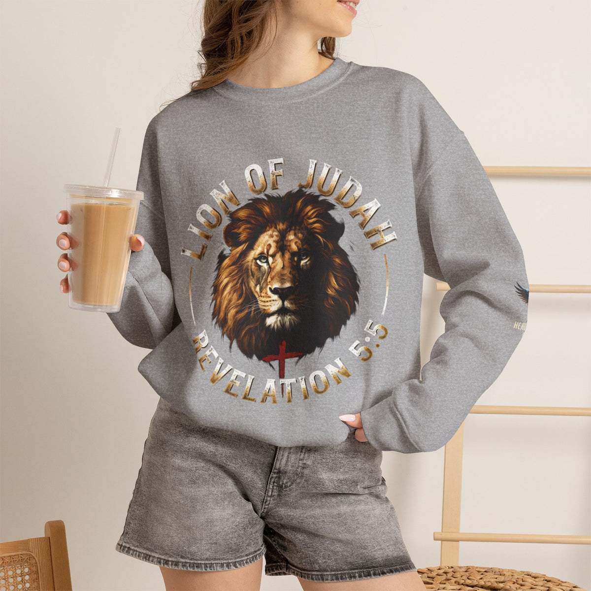 Lion of Judah Sweatshirt – "Revelation 5:5" Christian Crewneck