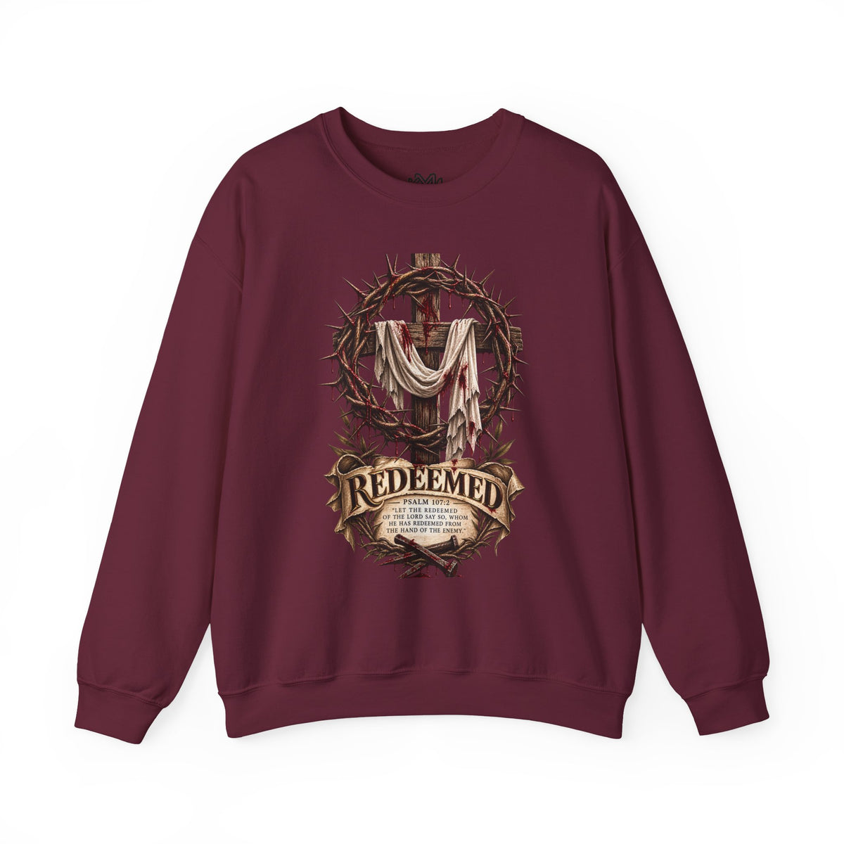 Redeemed Cross Sweatshirt — Christian Faith Crewneck (crown of thorns design)