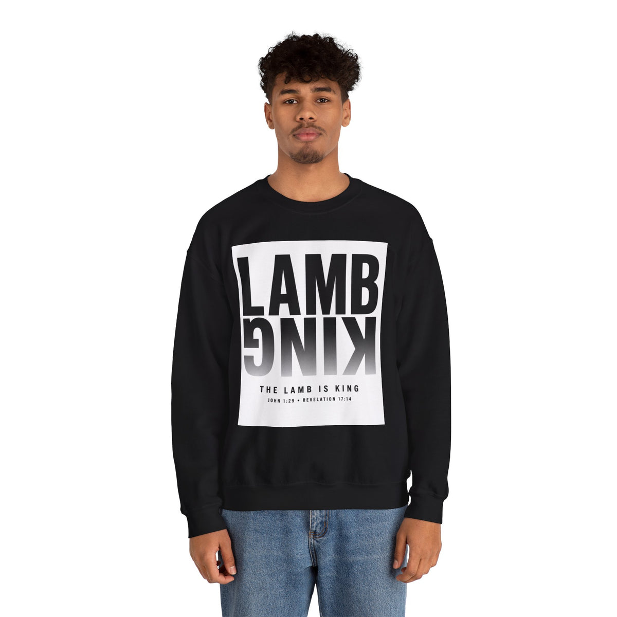 Lamb King Crewneck Sweatshirt — "The Lamb Is King" Christian Graphic Pullover
