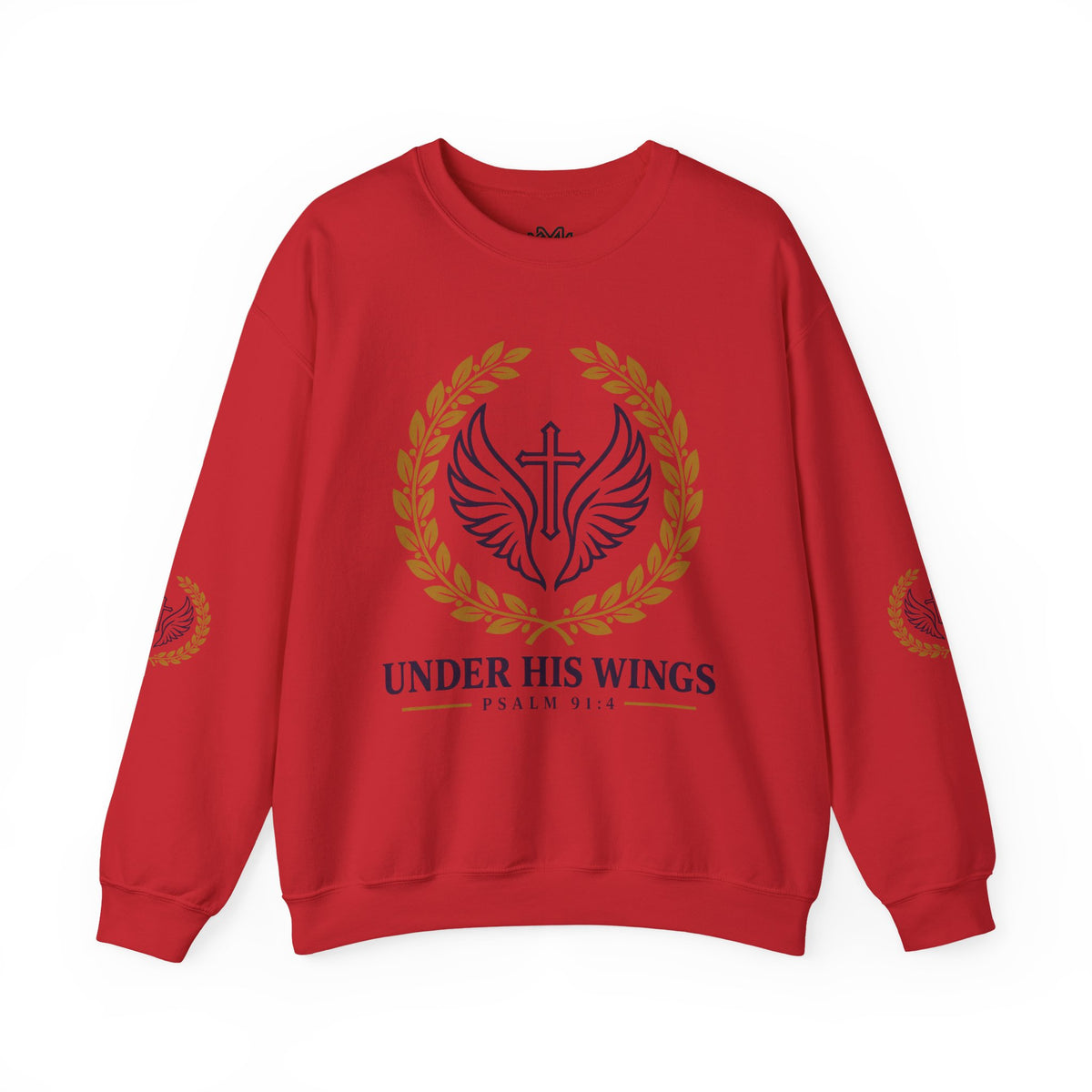 Religious Crewneck Sweatshirt – “Under His Wings” Psalm 91:4 Christian Pullover