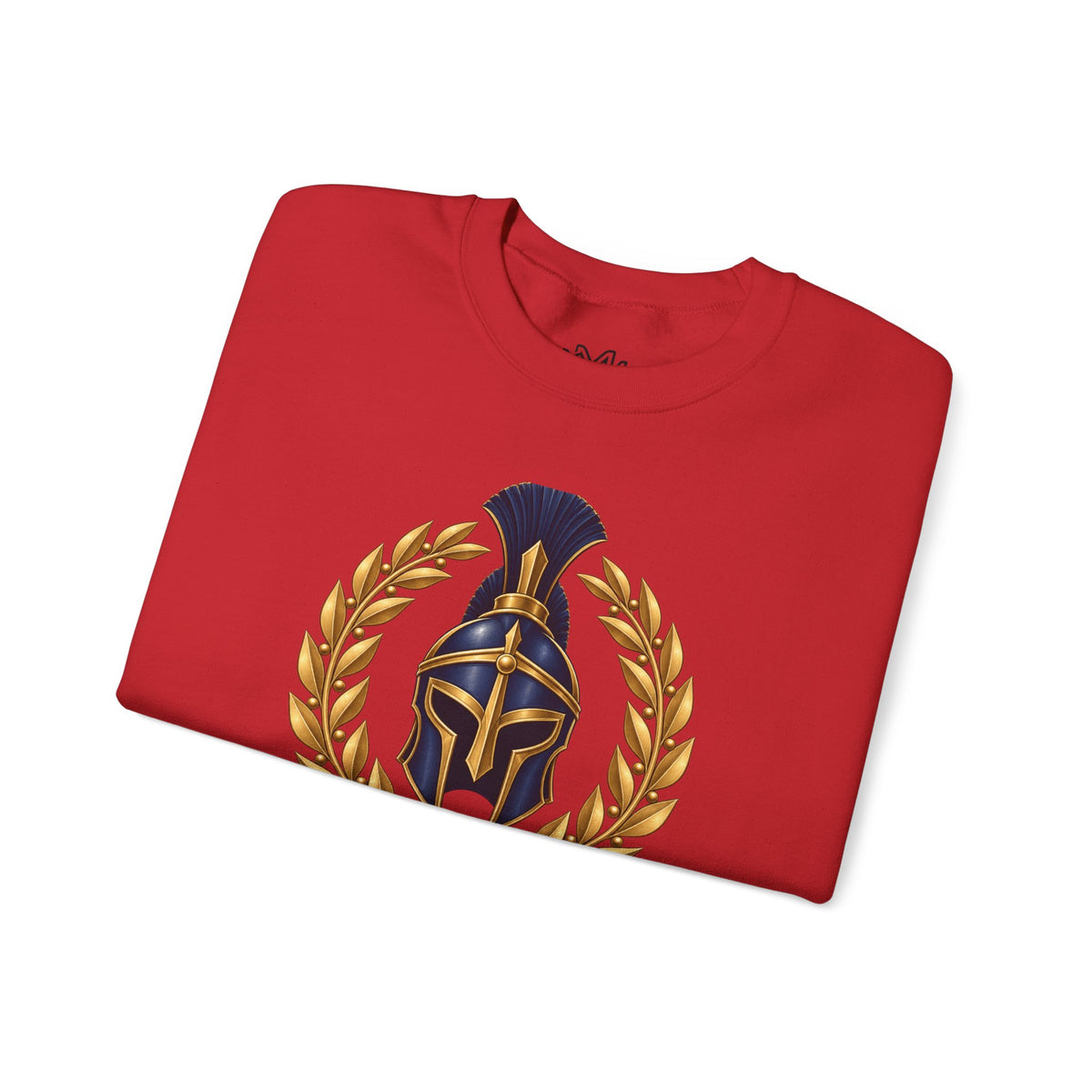 Crewneck Sweatshirt — "Be Strong and Take Heart" Psalm 31:24 Spartan Helmet Design