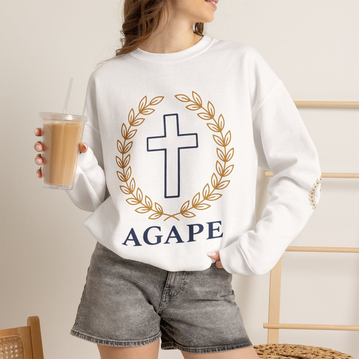 Agape Cross Crewneck Sweatshirt — Christian Faith Pullover
