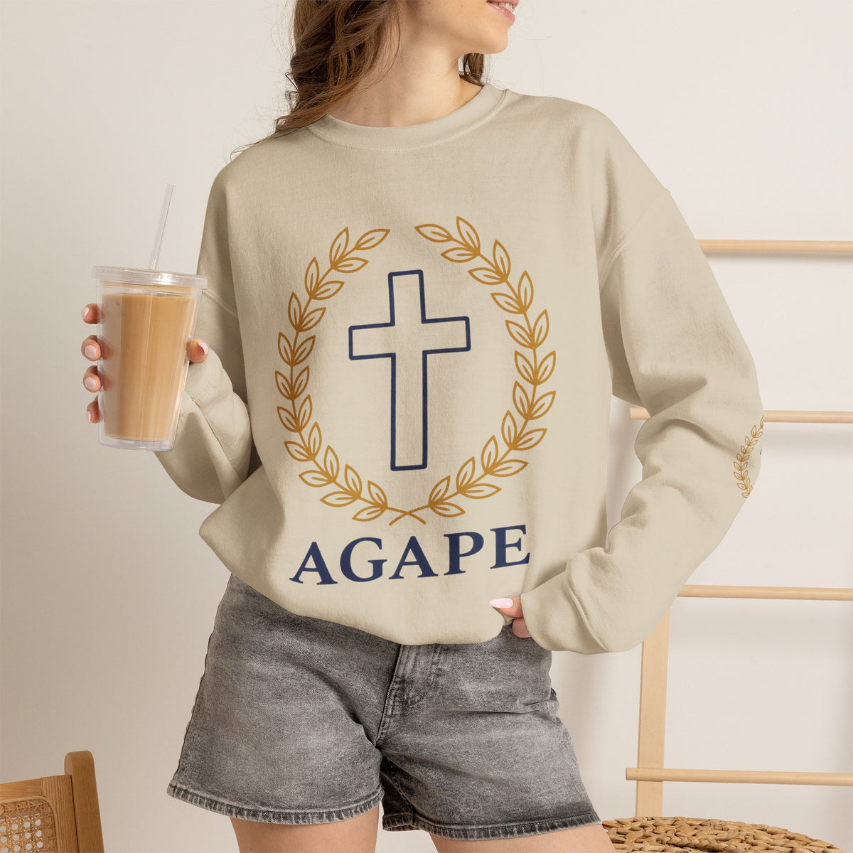 Agape Cross Crewneck Sweatshirt — Christian Faith Pullover