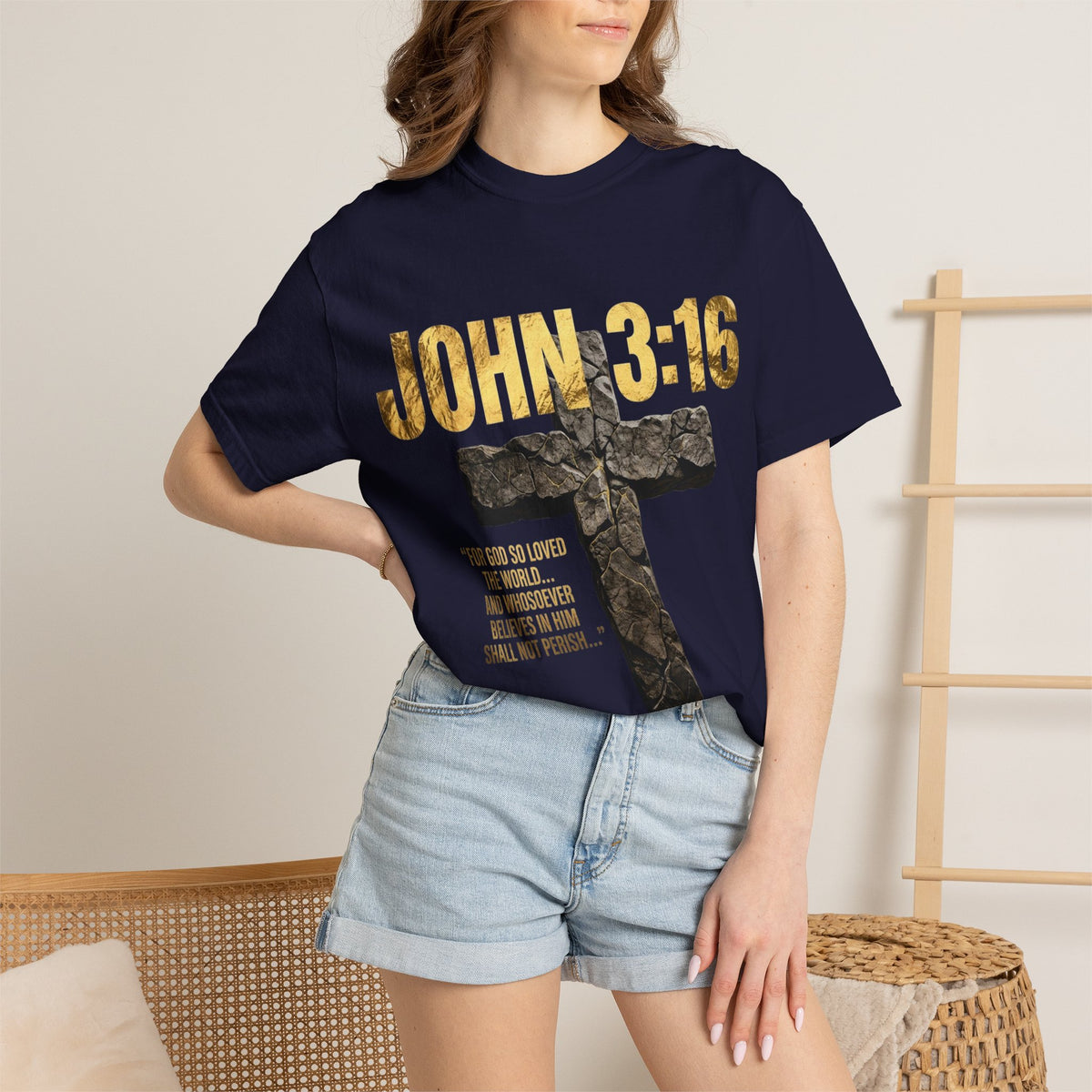 John 3:16 Cross T-Shirt — Christian Faith Scripture Tee