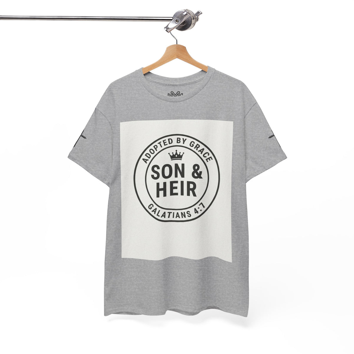 Christian Son & Heir T-Shirt — 'Adopted by Grace' Faith Tee with Jesus Prayer Design
