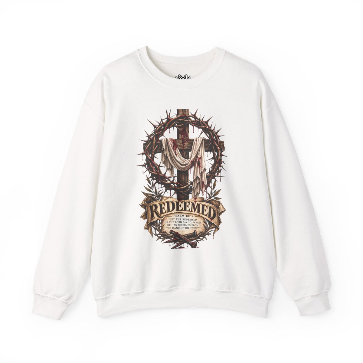 Redeemed Cross Sweatshirt — Christian Faith Crewneck (crown of thorns design)