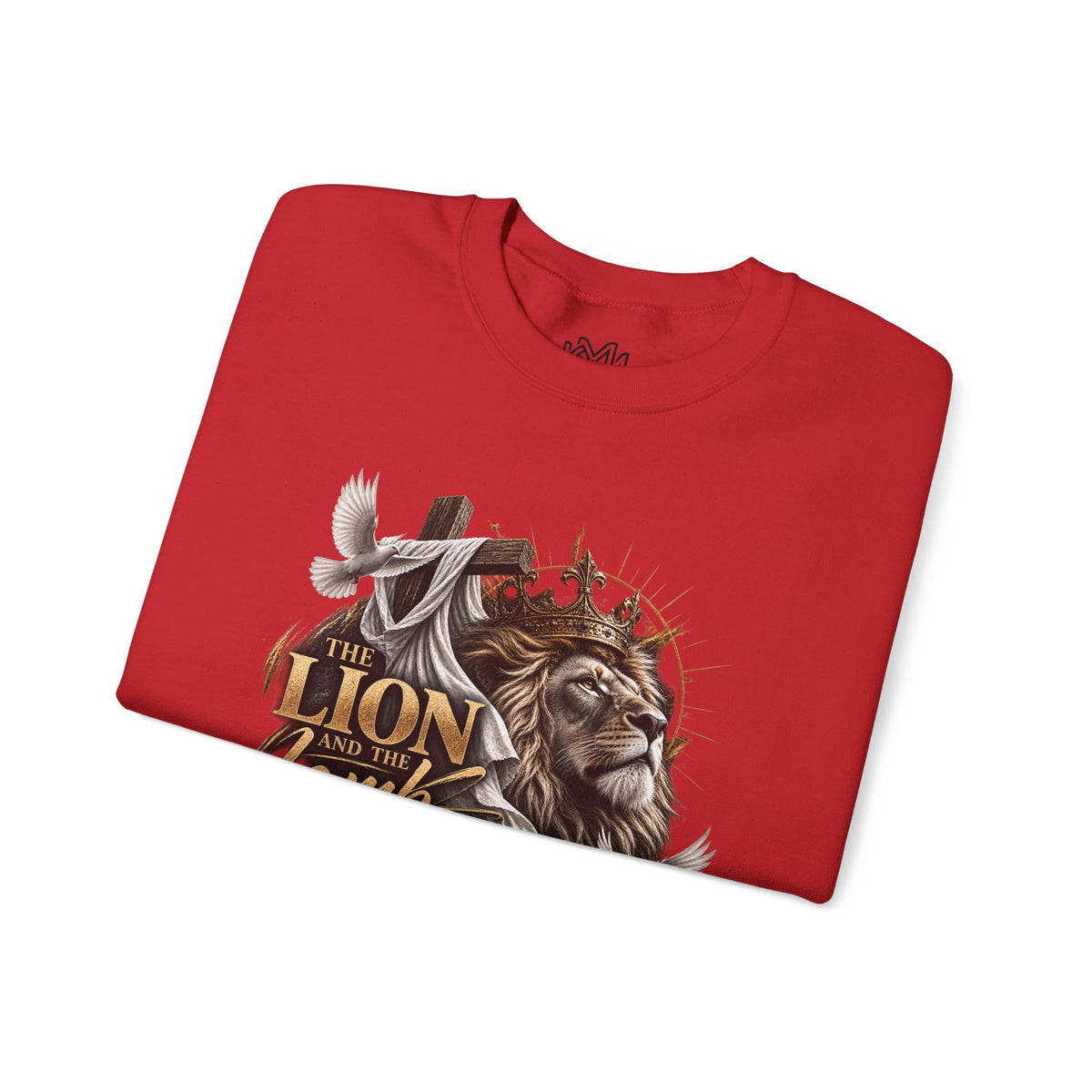 Lion and Lamb Crewneck Sweatshirt — "The Lion and the Lamb" Christian Graphic Pullover