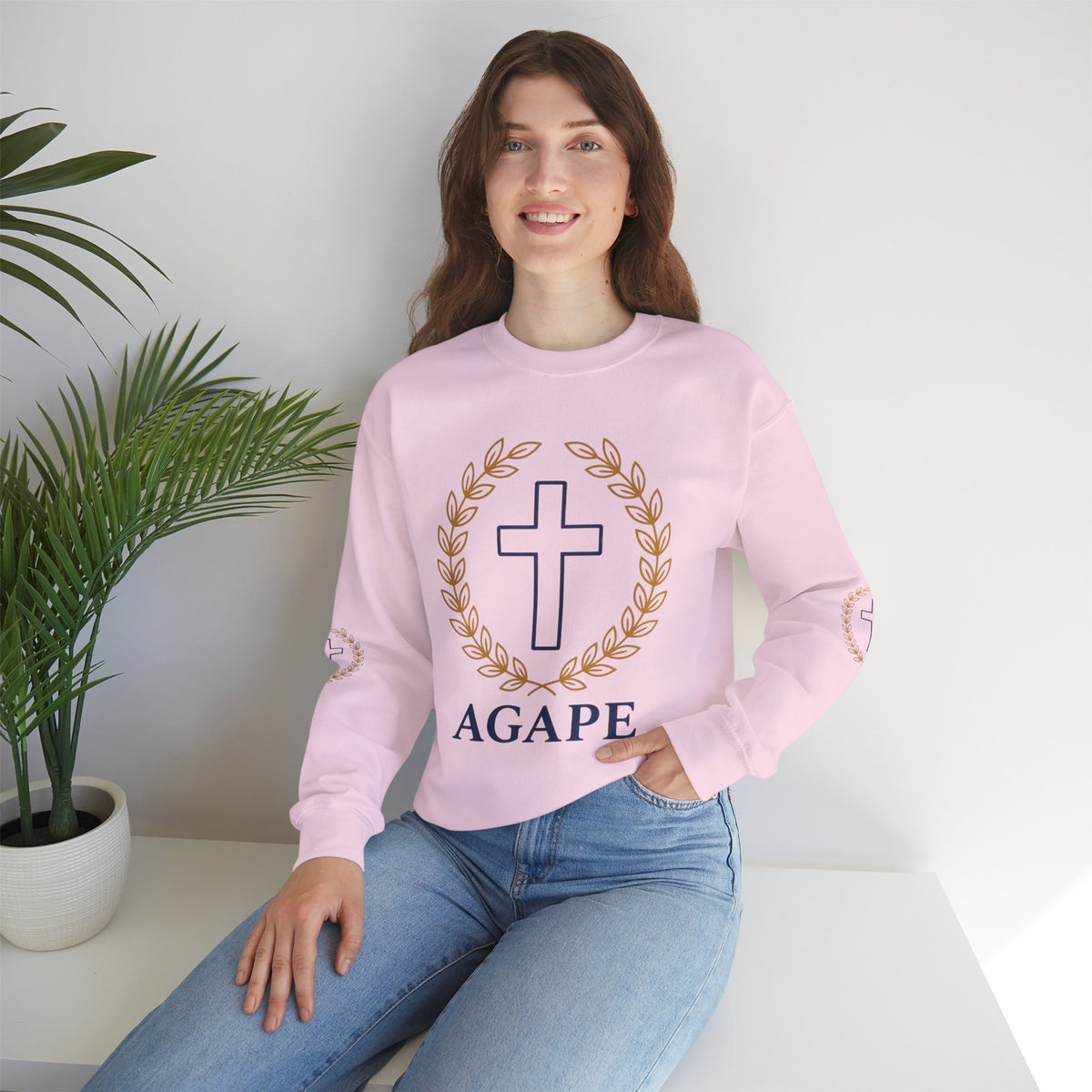 Agape Cross Crewneck Sweatshirt — Christian Faith Pullover