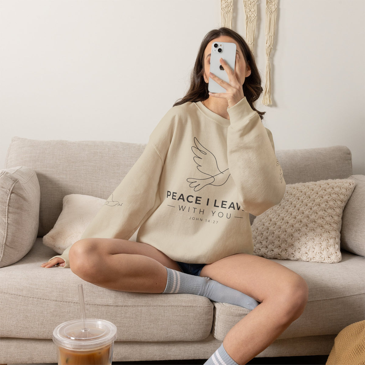 Peace I Leave Crewneck Sweatshirt — Dove & John 14:27 Inspirational Sweatshirt