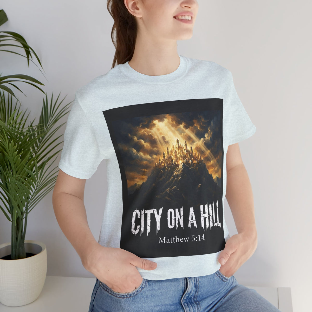 City on a Hill T-Shirt — Matthew 5:14 Christian Faith Tee