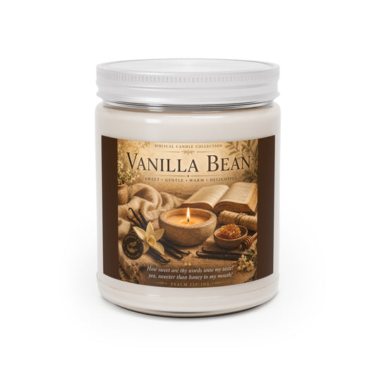 Vanilla Bean Scented Soy Candle — 9oz Jar with White Lid