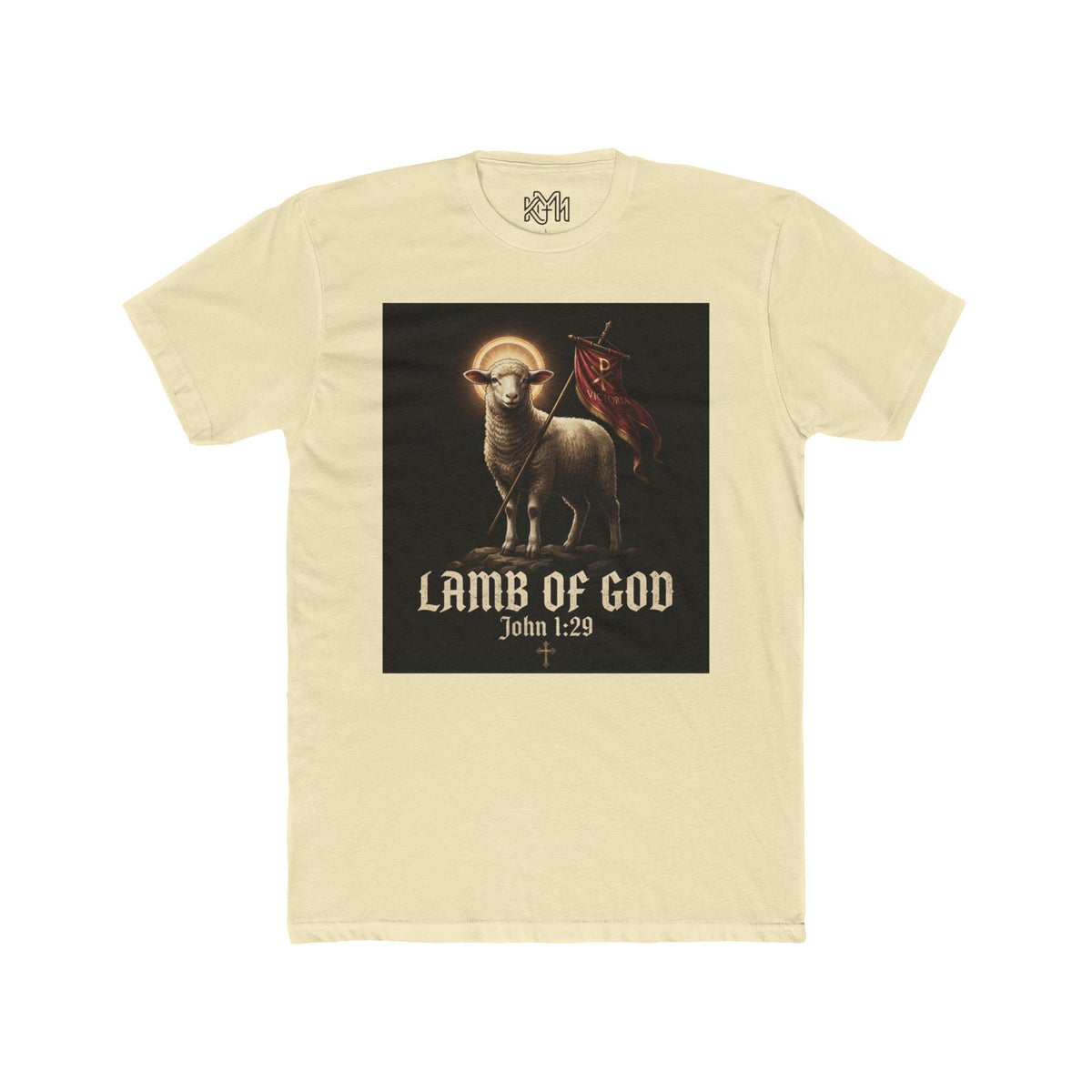 Lamb of God Tee — 'John 1:29' Religious Christian T-Shirt with INRI Cross Back