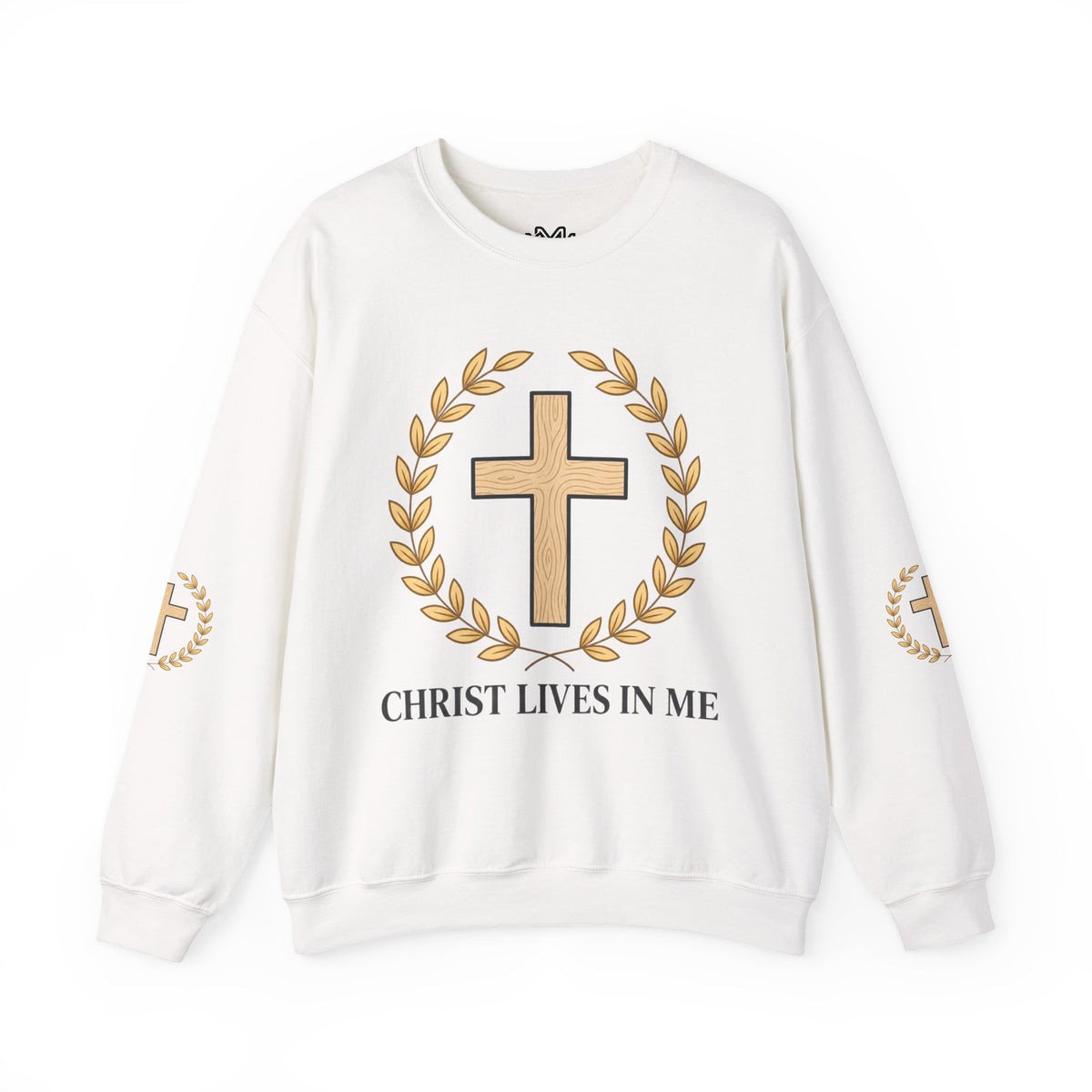 Christian Cross Crewneck Sweatshirt – "Christ Lives in Me" Religious Pullover