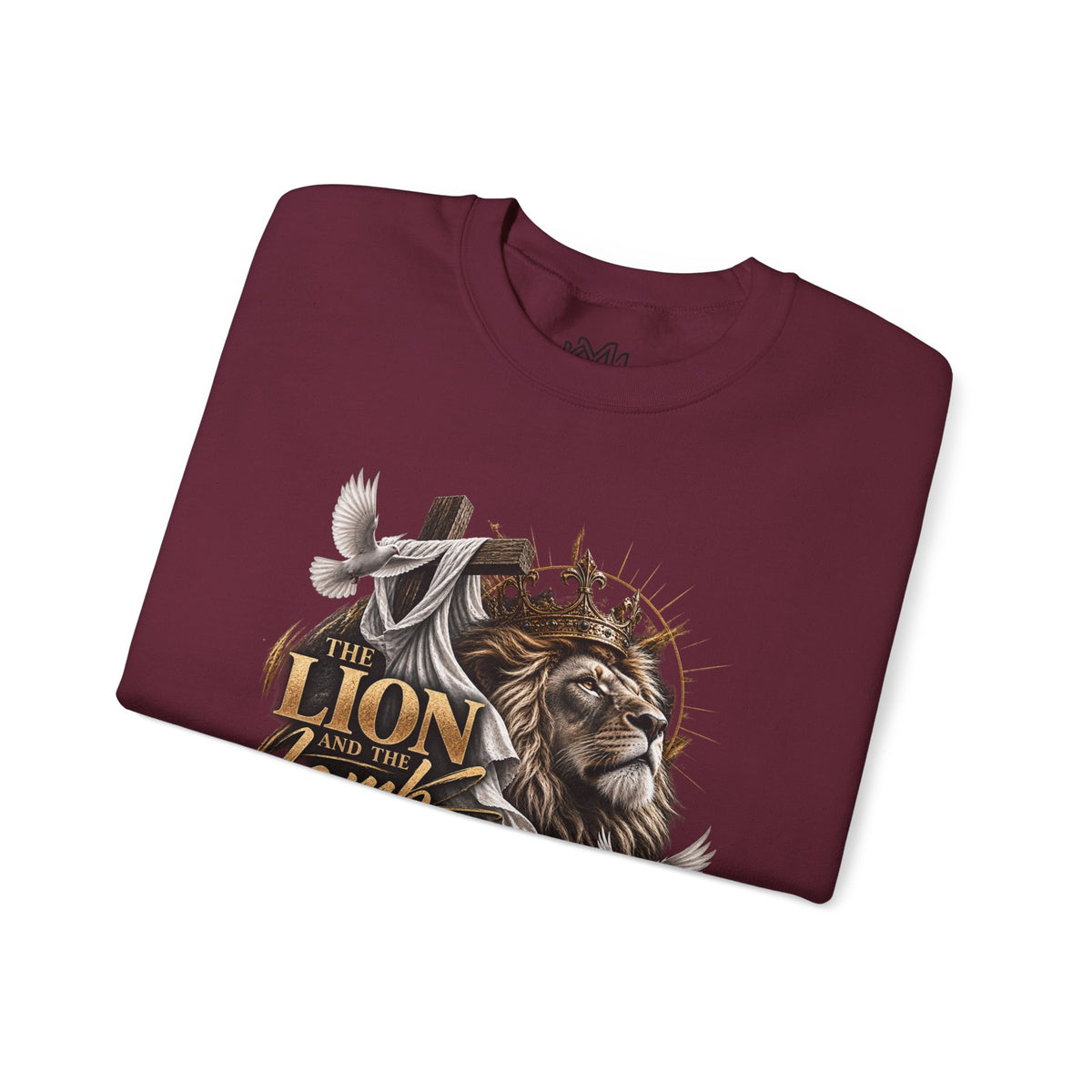 Lion and Lamb Crewneck Sweatshirt — "The Lion and the Lamb" Christian Graphic Pullover