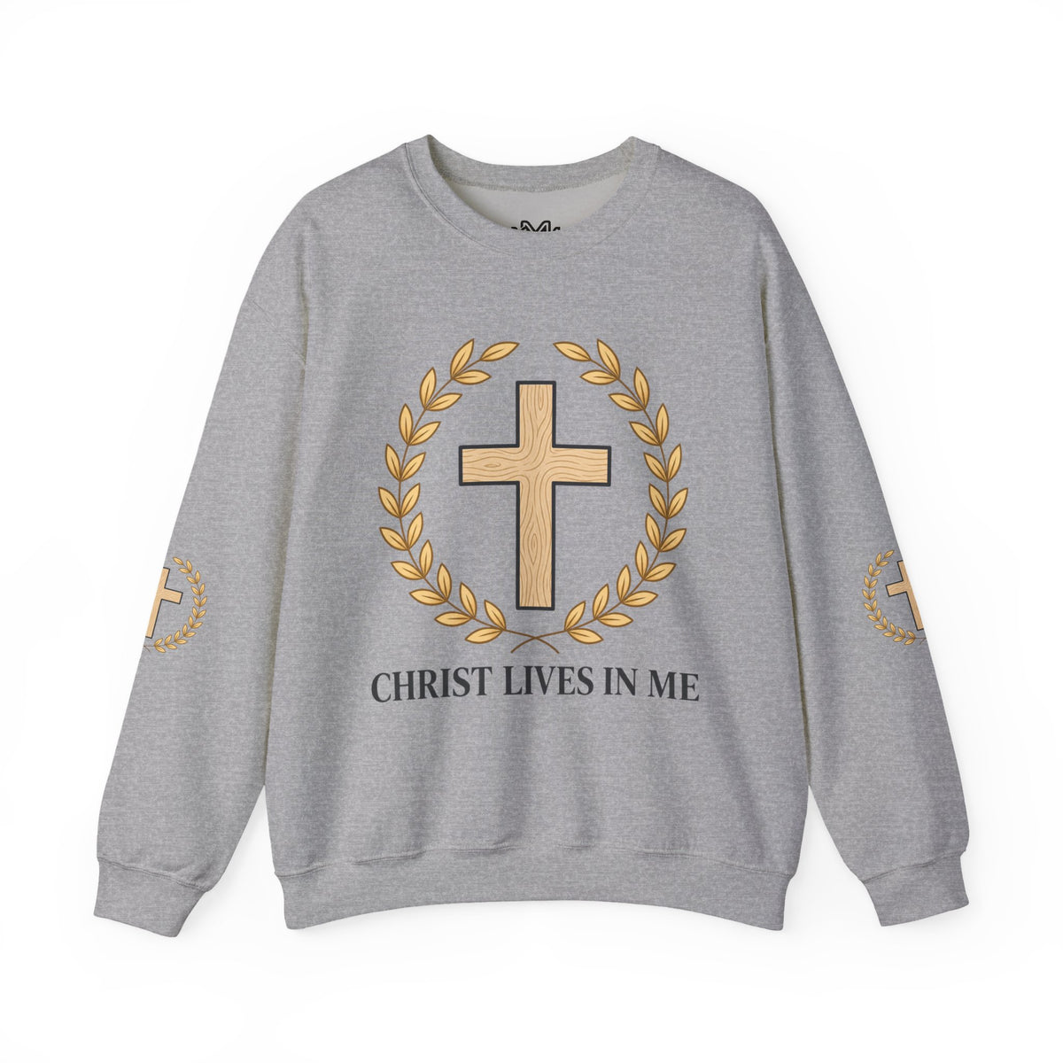 Christian Cross Crewneck Sweatshirt – "Christ Lives in Me" Religious Pullover