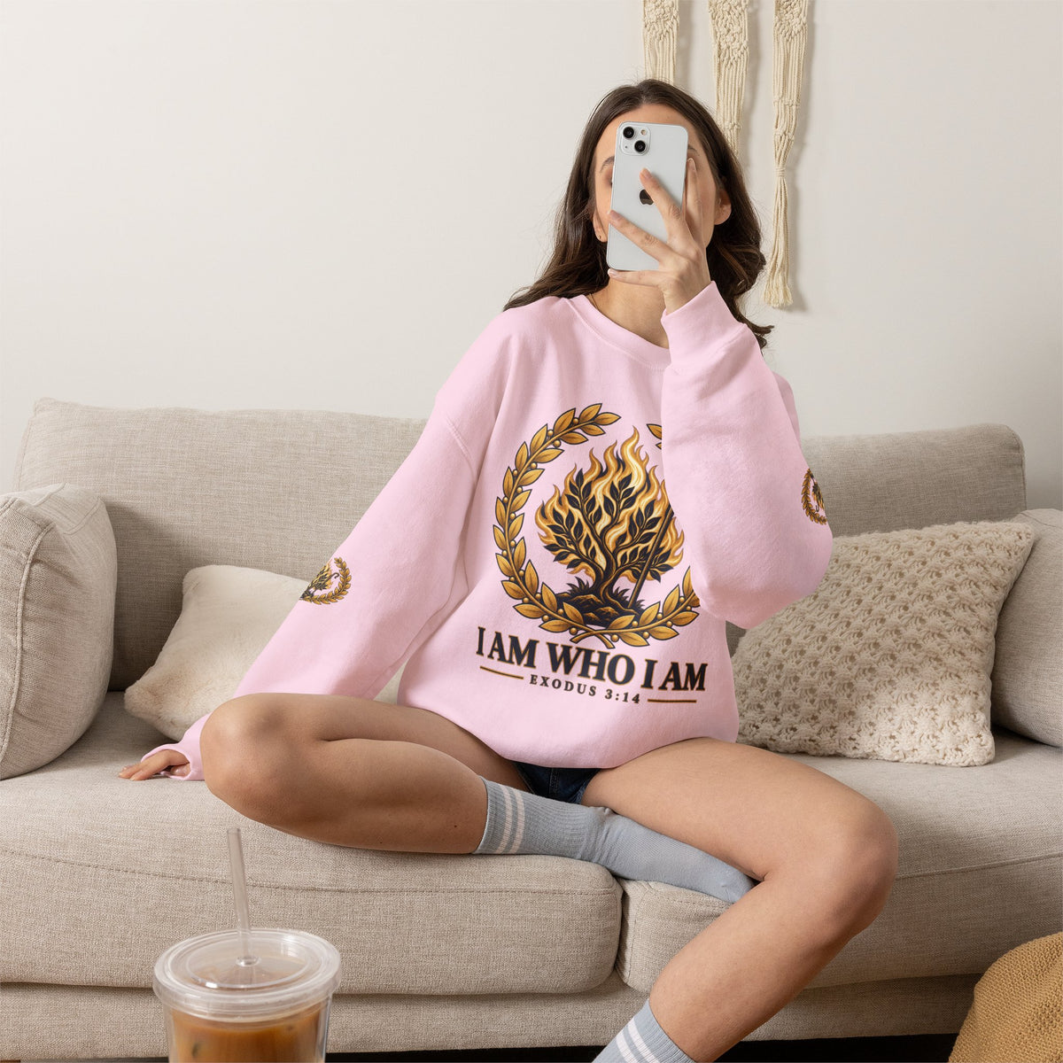 Crewneck Sweatshirt — "I Am Who I Am" Exodus 3:14 Inspirational Pullover