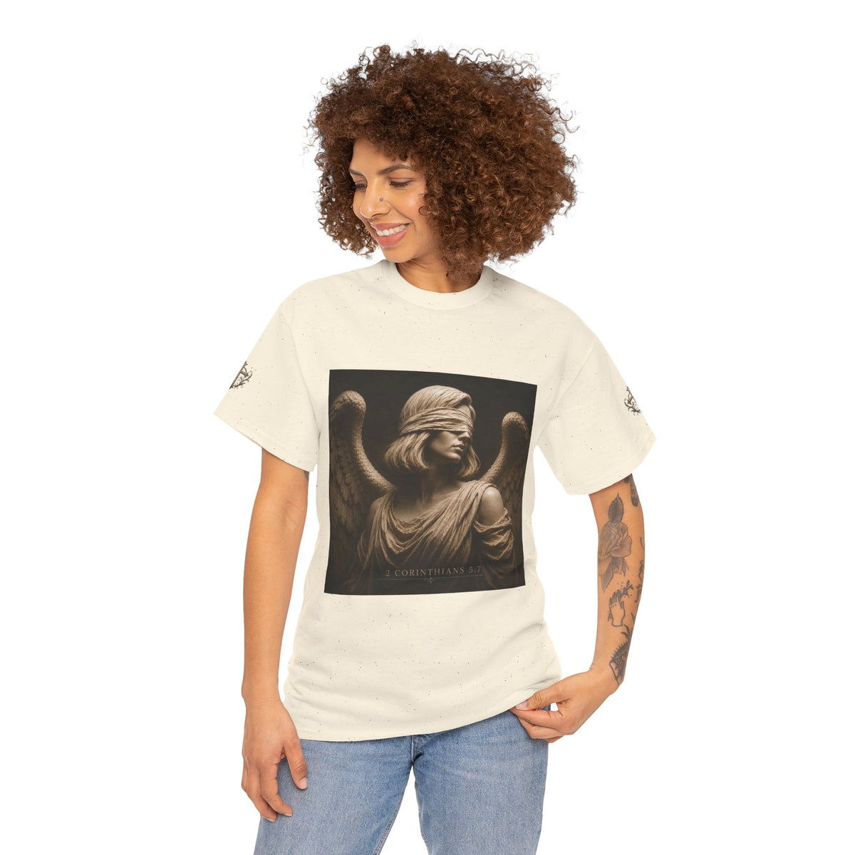 Angel Graphic Tee — "Walk by Faith, Not by Sight" Inspirational T‑Shirt