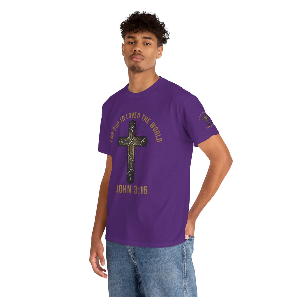 John 3:16 Cross T-Shirt — "For God So Loved the World" Christian Tee