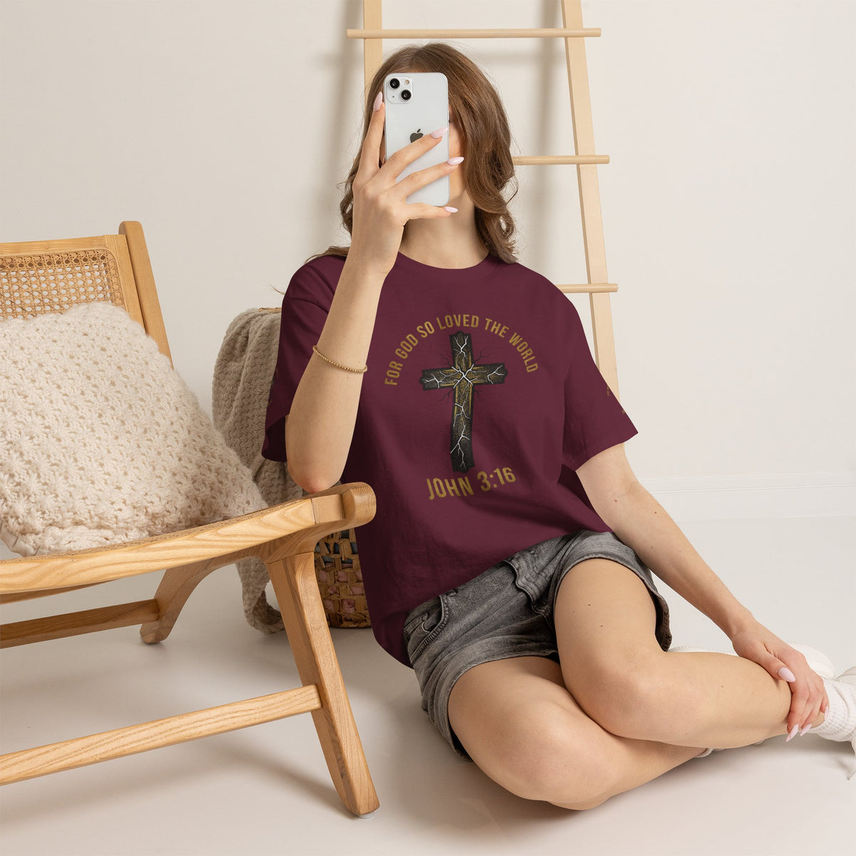 John 3:16 Cross T-Shirt — "For God So Loved the World" Christian Tee