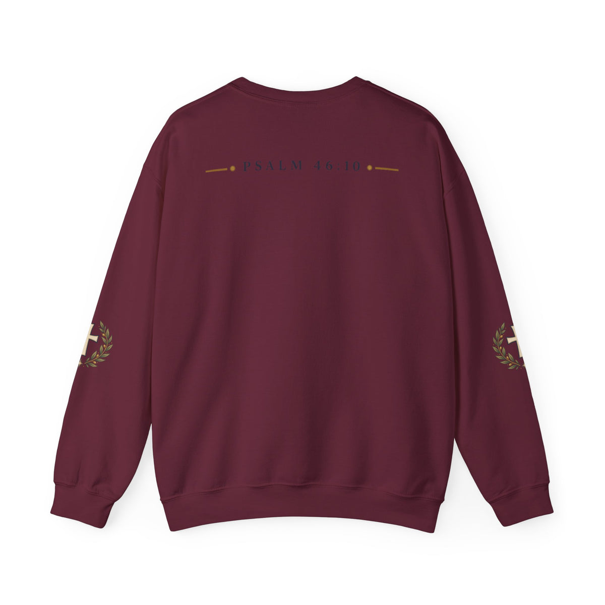Crewneck Sweatshirt — "Be Still" Psalm 46:10 Christian Cross Design