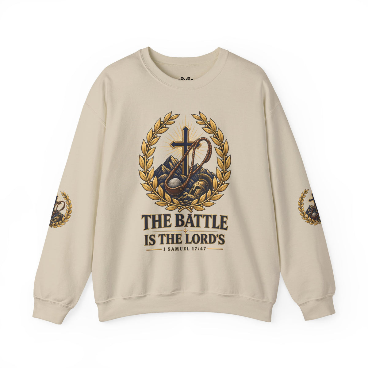 Religious Crewneck Sweatshirt — "The Battle Is The Lord's" (1 Samuel 17:47)