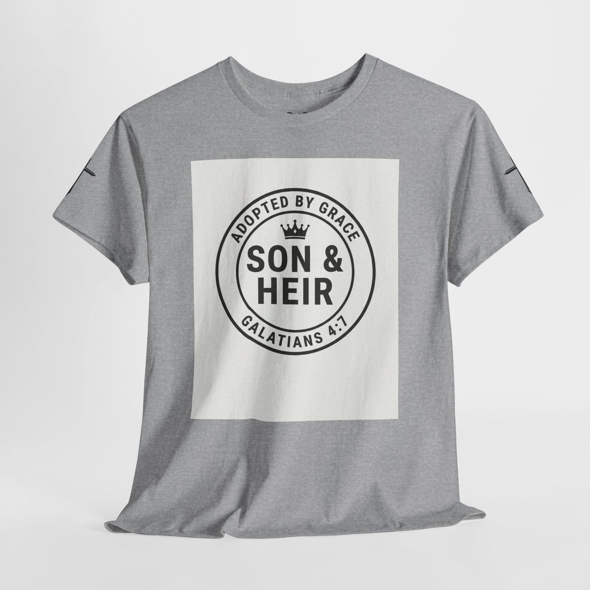 Christian Son & Heir T-Shirt — 'Adopted by Grace' Faith Tee with Jesus Prayer Design