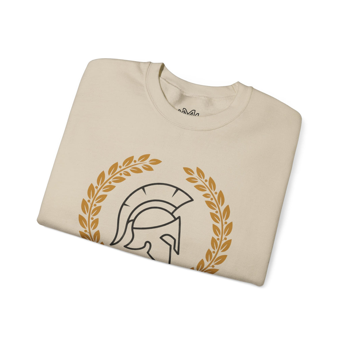 Courage Spartan Helmet Crewneck Sweatshirt — "Courage" with Laurel & Psalm 121:1-2