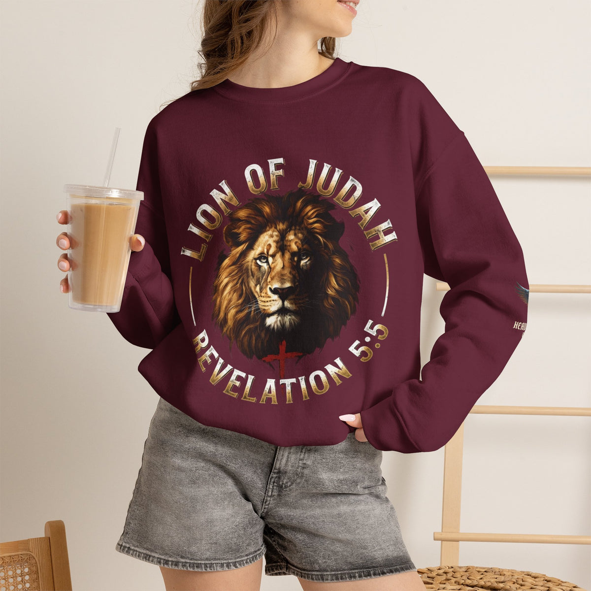 Lion of Judah Sweatshirt – "Revelation 5:5" Christian Crewneck