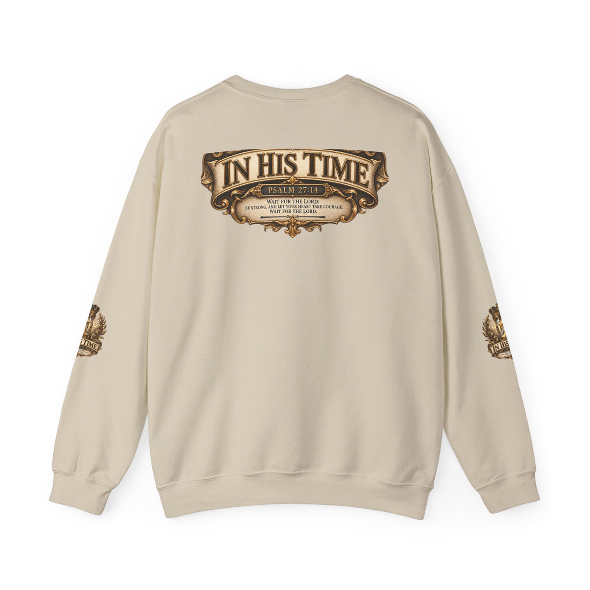 In His Time Crewneck Sweatshirt – Inspirational Christian Scripture Hourglass Design