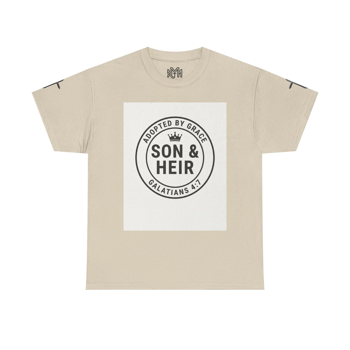 Christian Son & Heir T-Shirt — 'Adopted by Grace' Faith Tee with Jesus Prayer Design