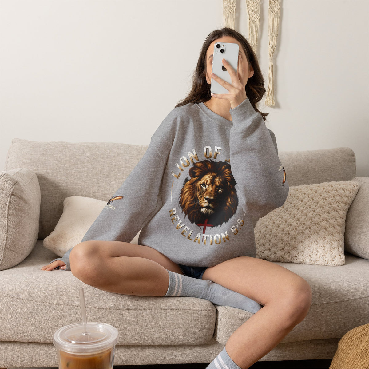 Lion of Judah Sweatshirt – "Revelation 5:5" Christian Crewneck