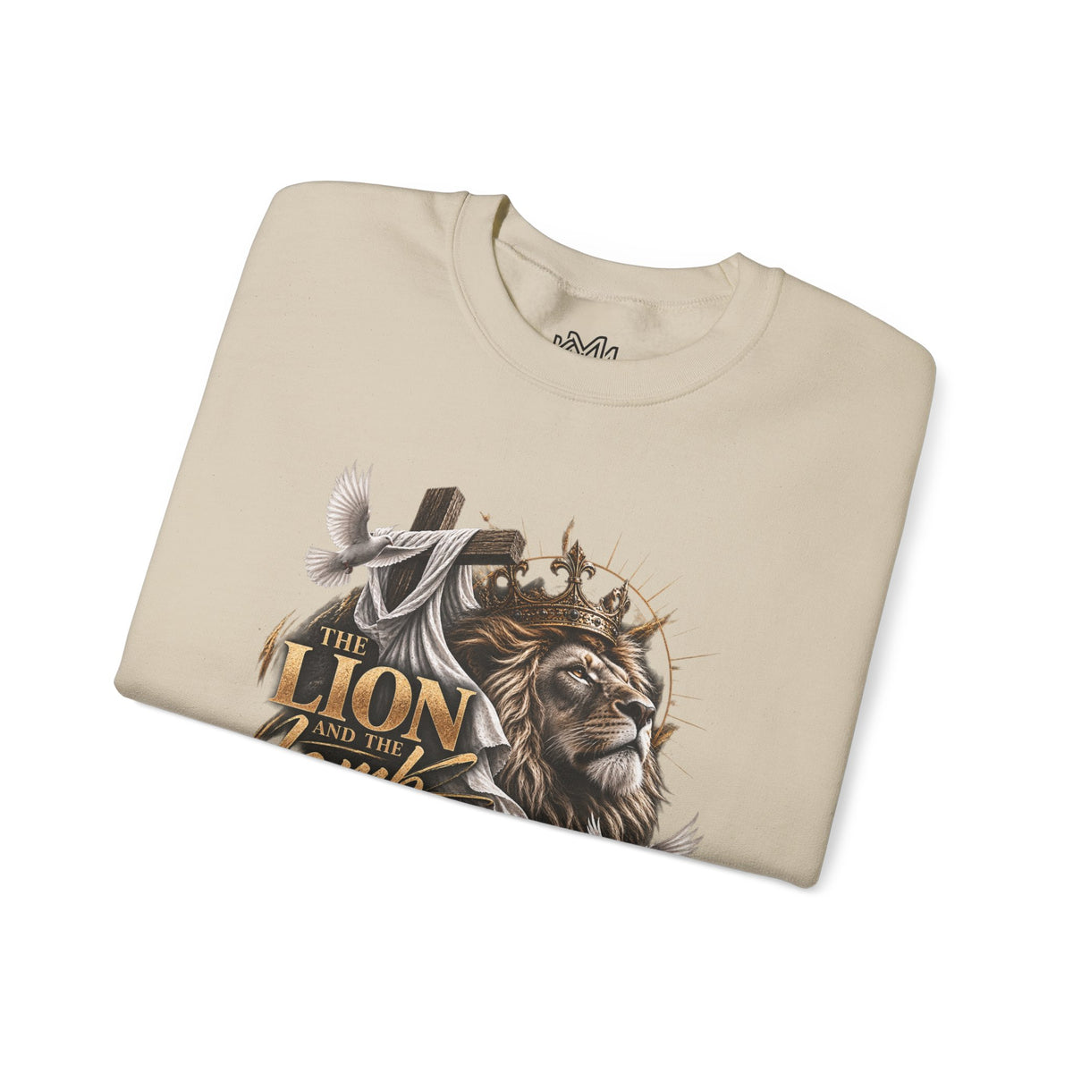 Lion and Lamb Crewneck Sweatshirt — "The Lion and the Lamb" Christian Graphic Pullover