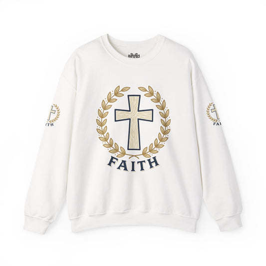 Faith Cross Crewneck Sweatshirt — Christian Psalm 27:1 Pullover
