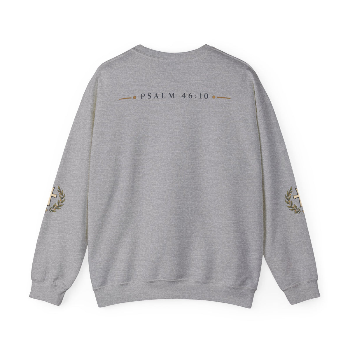 Crewneck Sweatshirt — "Be Still" Psalm 46:10 Christian Cross Design