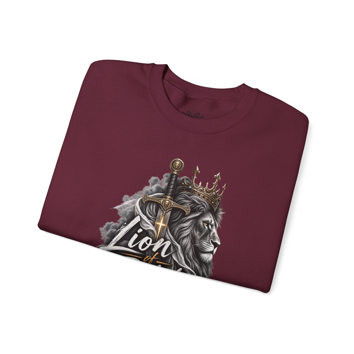 Lion of Judah Sweatshirt — Christian Lion Crewneck with Crown & Ichthys Back