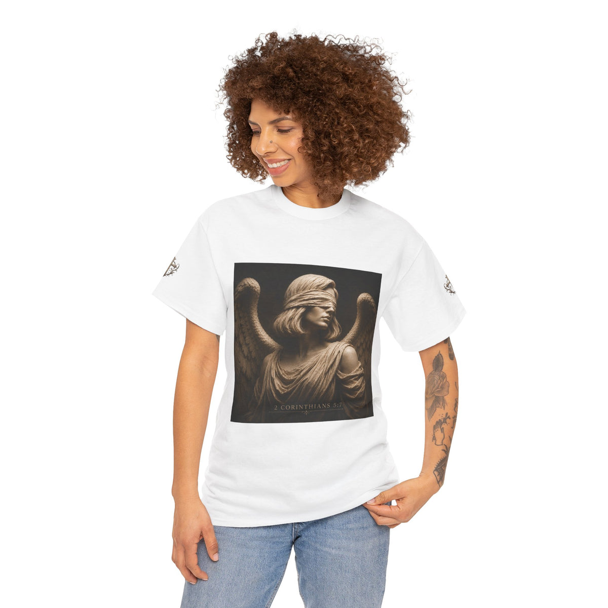 Angel Graphic Tee — "Walk by Faith, Not by Sight" Inspirational T‑Shirt
