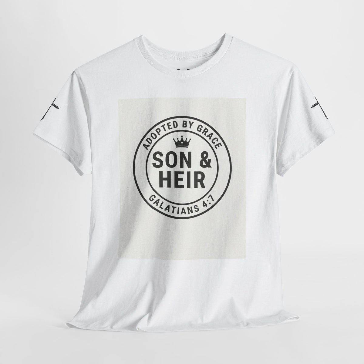 Christian Son & Heir T-Shirt — 'Adopted by Grace' Faith Tee with Jesus Prayer Design