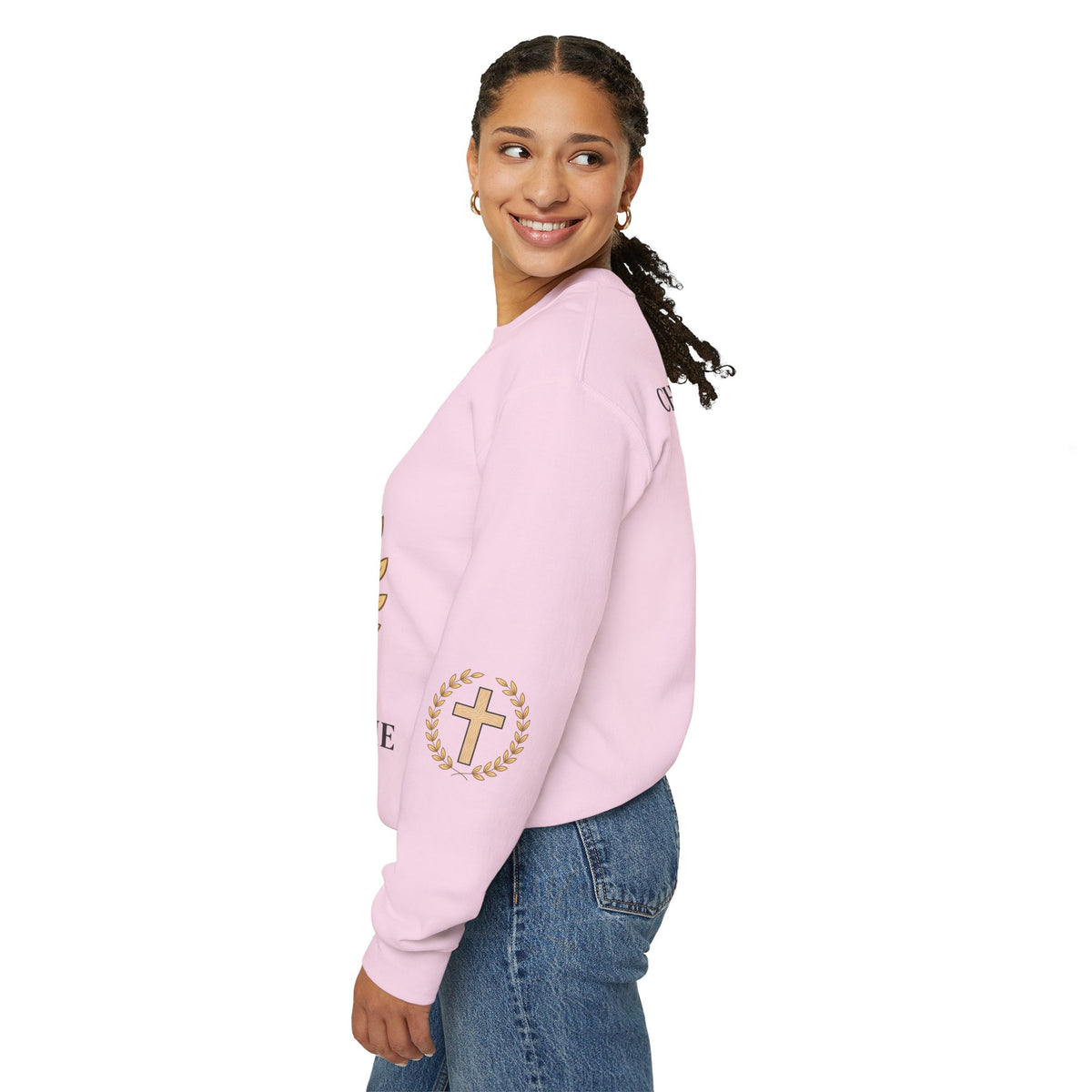 Christian Cross Crewneck Sweatshirt – "Christ Lives in Me" Religious Pullover