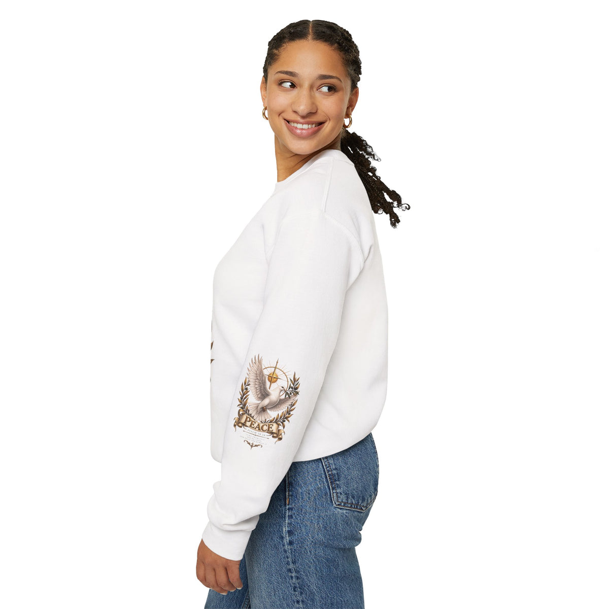 Peace Dove Crewneck Sweatshirt — Religious Christian Dove & Olive Branch Pullover