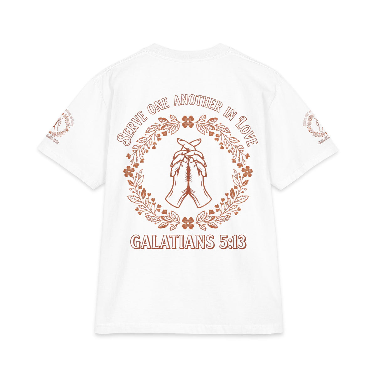 Galatians 5:13 Prayer Hands T-Shirt — Serve One Another in Love Christian Tee