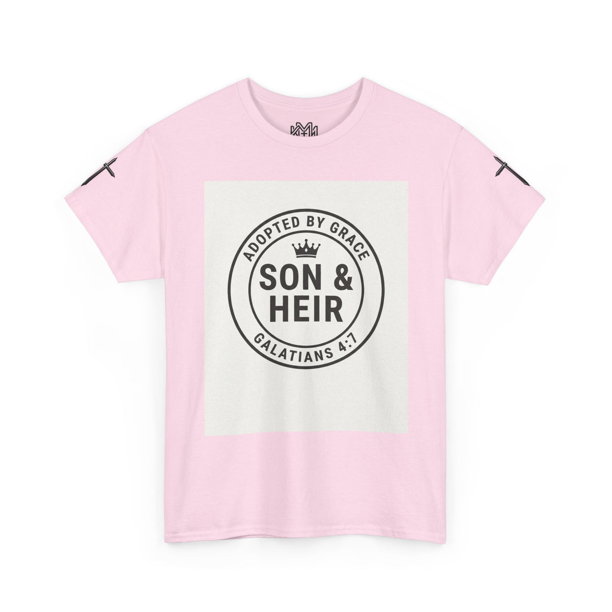Christian Son & Heir T-Shirt — 'Adopted by Grace' Faith Tee with Jesus Prayer Design
